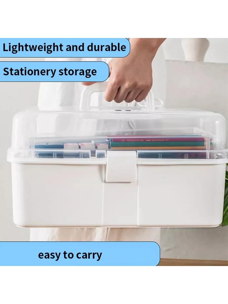 Estojo de Transporte Art Toolbox de Três Níveis – Organiza pincéis, tintas, paletas e outros materiais de arte com armazenamento categorizado.