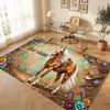 Horse Theme Soft Crystal Velvet Rug Custom Name & Text Print Non Slip Floor Rug for Bedroom Living Room