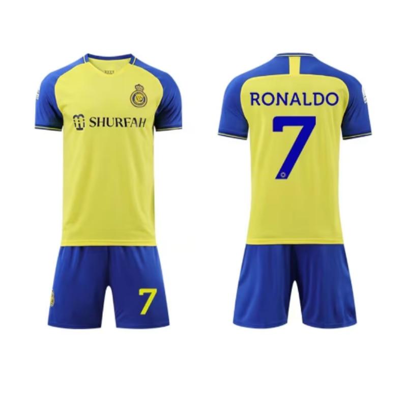 Kids Ronaldo Football Jersey Set ANUTETOUNI® Yellow Polyester Youth Soccer Uniform Short Sleeve Shirt + Shorts