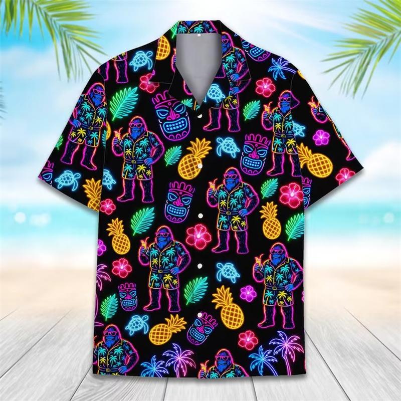 Vintage Tiki 3D Printed Hawaiian Shirt For Men Clothing Summer Trendy Graphic Blouses Casual Y2k Beach Shirts vacation shirt