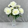 Multicolor Artifcial Rose Flower Curled Edge Petals Green Leaves Faux Flower Rose Accesssories Desktop Ornament