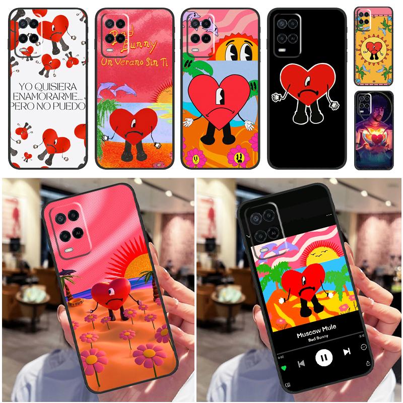 

Bad Bunny Heart Rainbow Color Case For OPPO A74 A54 A94 A52 A72 A83 A91 A93 A53S A15 A16 A5 A9 A31 A53 2020 Phone Cover
