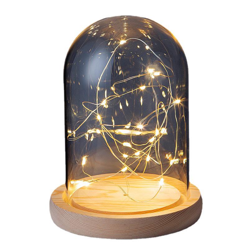 LED Sea Urchin Night Light with Preserved Flower in Glass Cover