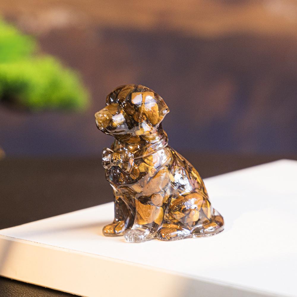 Resin Crystal Dogs Snow Shih Tzu And Golden Retriever Home Decor Gift For Animal Lovers