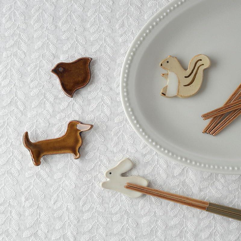 EAST Table Chopstick Rest, Ceramic, Squirrel, 4.5x3.8x0.9cm, Made In Japan, Dishwasher Safe, 96-031-01, Animal Shape, Cute, Chopstick Holder for