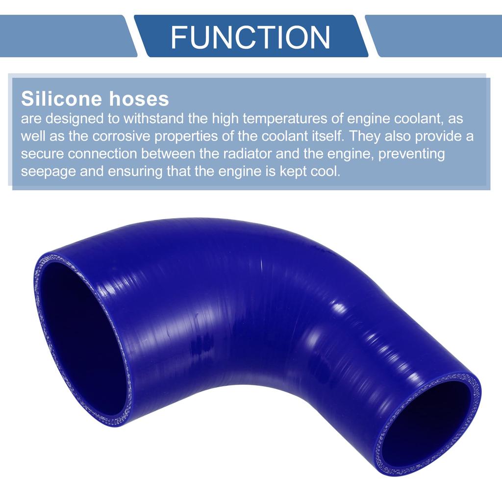 X AUTOHAUX 1pc Inner Diameter 51-76mm Length 102mm 90 Degree Blue Silicone Hose Silicone