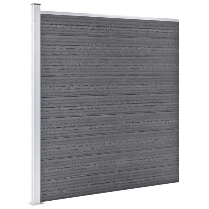 Ensemble de clôture WPC - VIDAXL - 1484x186 cm - Gris - Durable - Facile à assembler