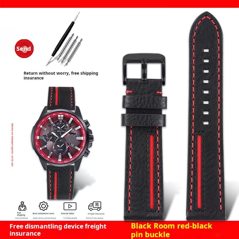 For Casio EDIFICE ECB-900YDB ECB-1000 EFR303/304/S510 EQB-50 Series Watch Band Genuine Leather Cowhide Watch Strap 22MM Bracelet