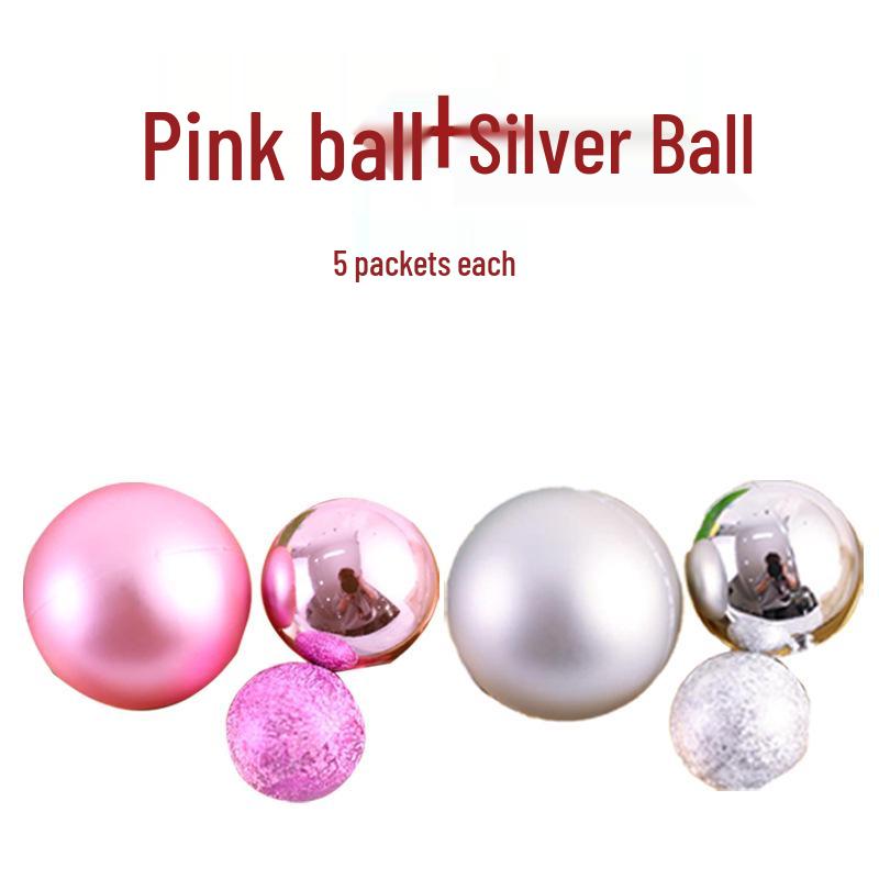 Festive Frosted Gold & Silver Ball Cake Decoration - Christmas & Birthday Iridescent Ornaments Topper