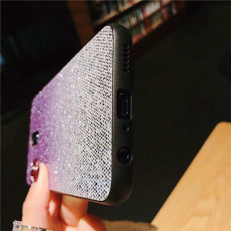 Glitter Bling Gradient Soft Silicone TPU Back Cover Phone Case for IPhone Samsung Huawei Xiaomi OPPO Vivo