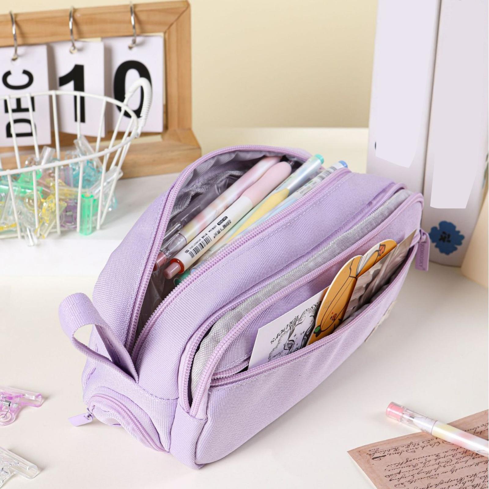 Large Capacity Pencil Case Multifunctional Stain Resistant Pouch фиолетовый