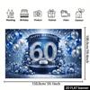 2D Blue Silver Birthday Banner, 60th Birthday Glitter Party & Live Background