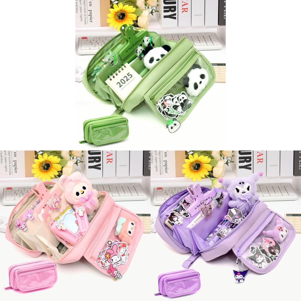 No Brand Multilayer Transparent Pencil Case With Large Capacity For Middle School Students
