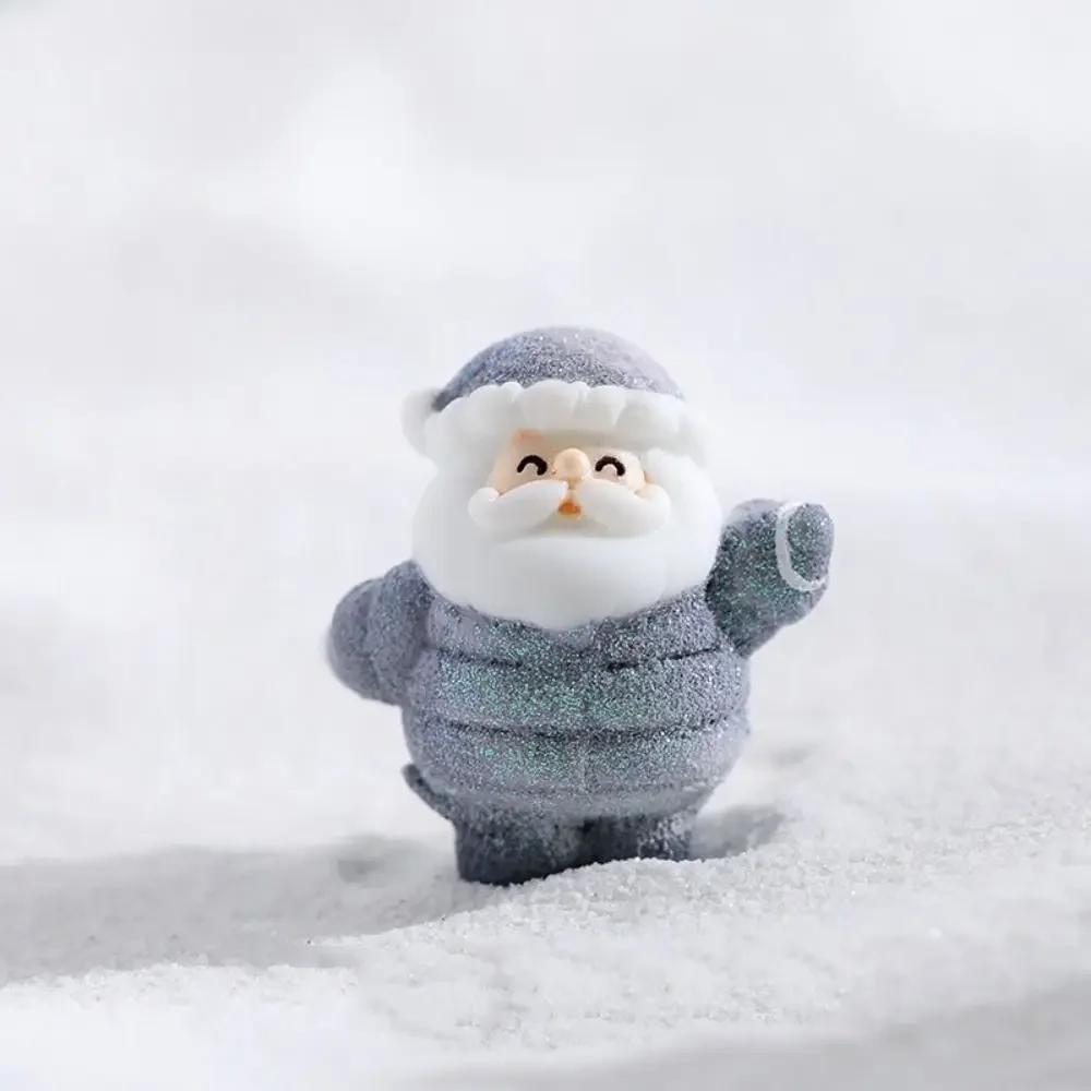 Toy Resin Christmas Figurines Accessories Home Decorations Miniature Santa Claus Bonsai Micro Landscape Cartoon Santa Statue