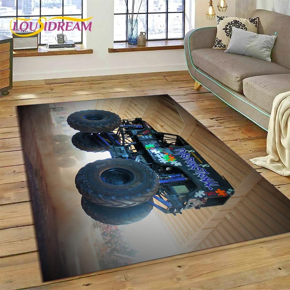Monster Truck Monster Jam Cartoon Rug Carpet for Living Room Bedroom Home Decor,Floor Mat Non-slip Decoration for Sofa Doormat