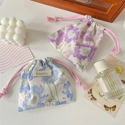 Floral Drawstring Bags Women Large Capacity Cosmetic Bag Makeup Pouch Fashion Coin Purse