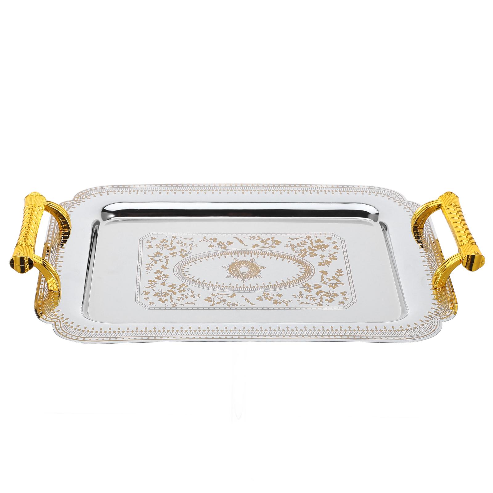 

Поднос для блюд из золота, поднос для торта в европейском стиле, импортная первичная стальная пластина 35.00X24.50X13.00CM