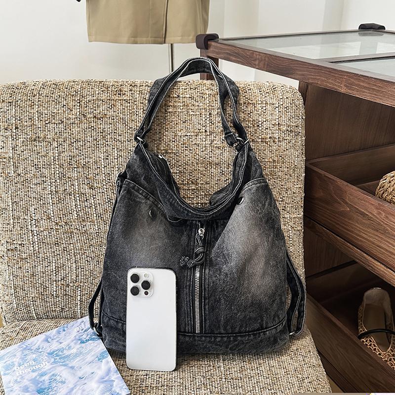 Vintage Denim Shoulder Bag Women's Multi-functional Backpack