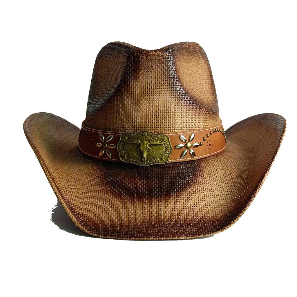Vintage Style Straw Cowboy Hat For Men And Women Wide Brim Cowboy Hat Western Beach Sun Hat Sombrero