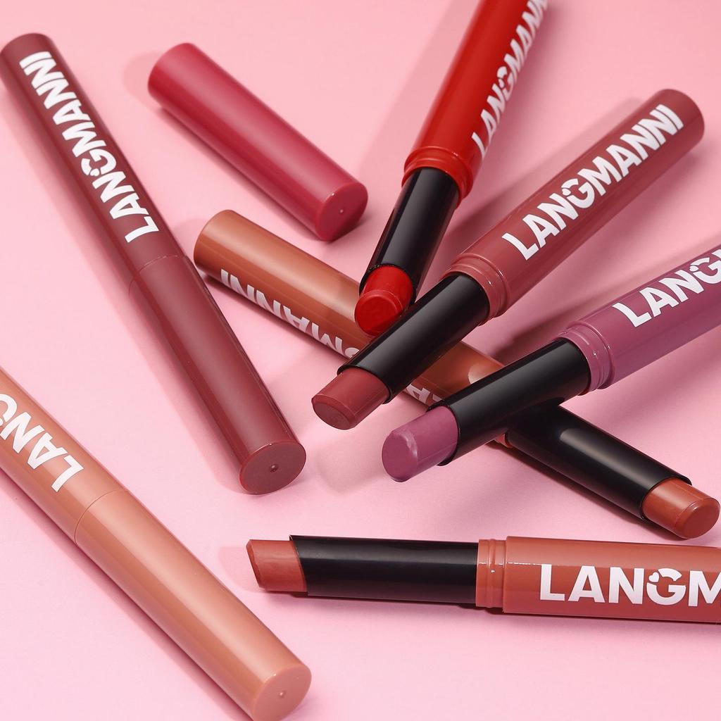 Nový rotujúci zamatový matný rúž Dlhotrvajúci vodeodolný rúž Nepriľnavý Cup Stain Tint Kozmetika Ceruzka Liner Makeup