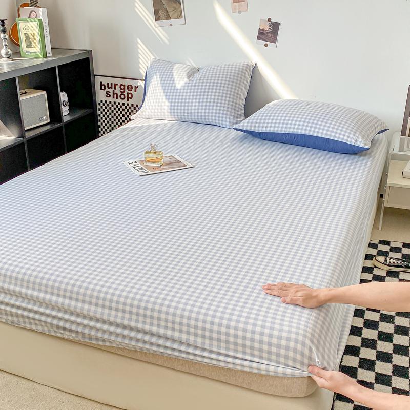 Plaid Style Fitted Sheet Skin-friendly Bed Cover Elastic Bedsheet for Girls Boys Room couvre lit Home Bed Linen(No Pillowcase)