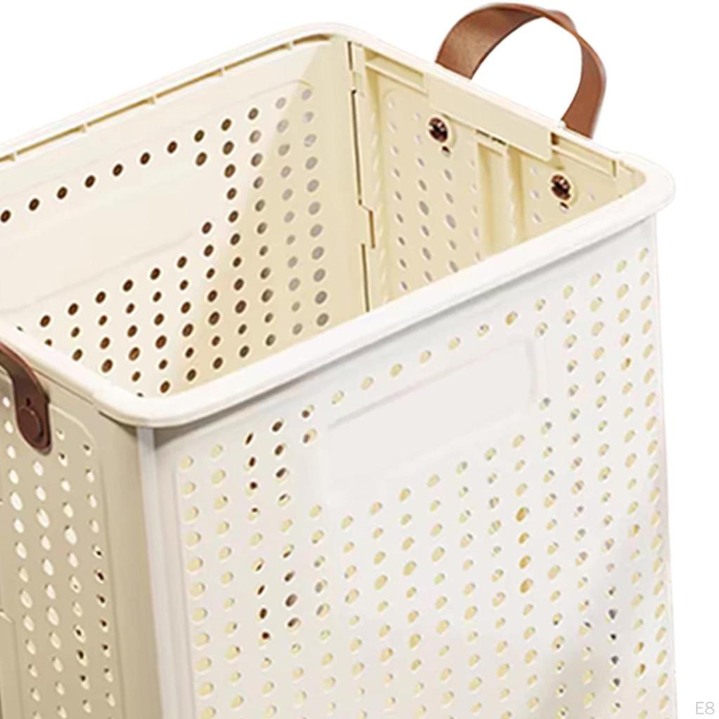 Collapsible Laundry Hamper, Basket with Wheels, Clothes Hanger, Hollowed Out Shopping Bag