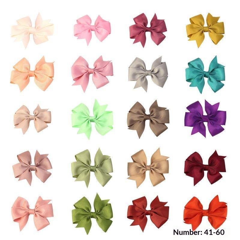 20/40/60Pcs Hair Accessories Grosgrain Ribbon Bows Hair Clips Set For Girl Random Color Bow Hairgripes Headwear