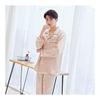 Synthetic Silk Pajamas Women's Pajamas Top and Bottom Set Long Sleeves Long Pants Pair Pajamas Autumn Room Wear Men's Loungewear Large Size Blue