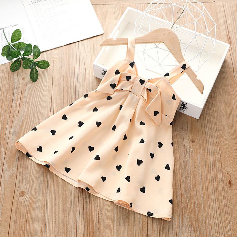 Süßes Neckholder-Kleid für Mädchen Sommer Kinder Ärmellos Gepunktet Floral Prinzessinnenkleid