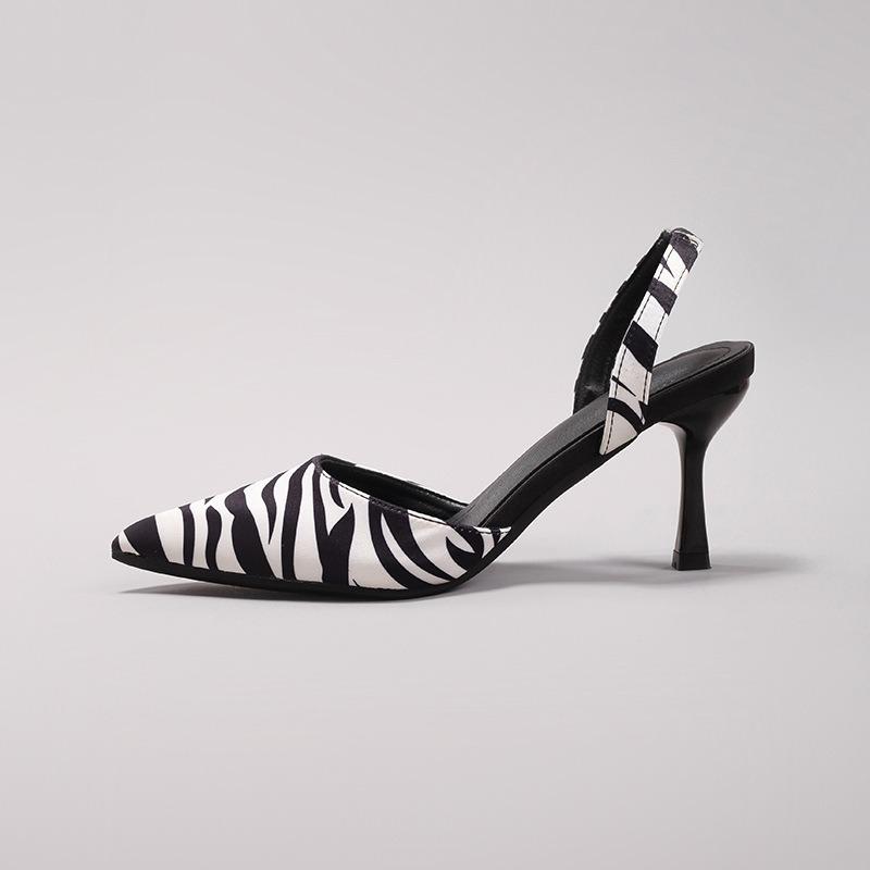 Fashion Zebra Print 2025 Autumn High Heels Women Party Shoes Pointed Back Strap Shallow Elegant Retro Style Brand Ladies Dress Pumps