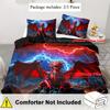 Red Dragon Duvet Cover Set: Ancient Wild Dragon Pattern Bedding, 3D Dragon Double Bed Set, Western Dragon Double Bed Set