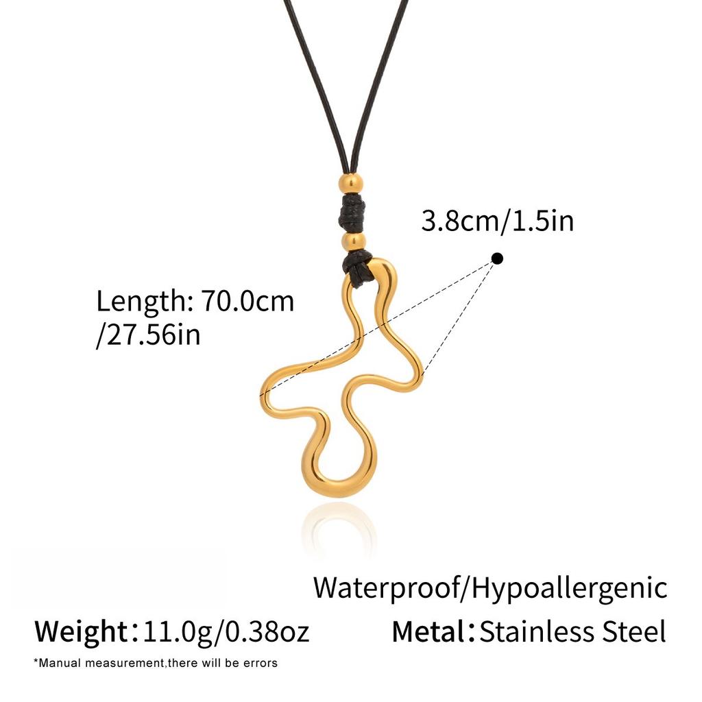  Minimalist Geometric Pendant Leather Cord Necklace High Quality PVD Plated Stainless Steel Collar Popular Jewelry Daily