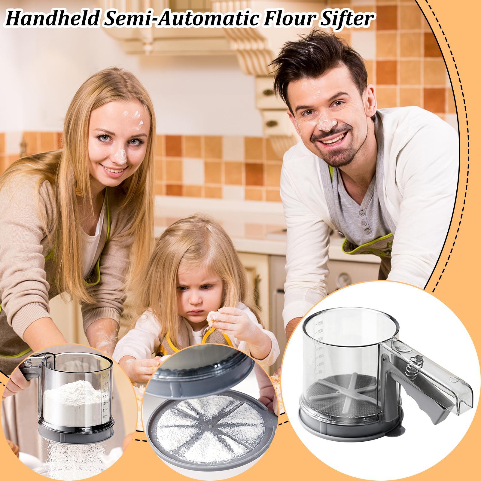 Flour Sifter Hand Press Crank Sifter Stainless Steel Sieve Semi-Automatic Duster For Cakes Home Cooking Kitchen Restaurant China Mainland