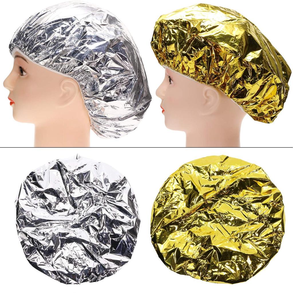 Shower Cap Heat Insulation Aluminum Foil Insulation Hat Elastic Bathing Cap For Women Hair Salon Bathroom Hairdressing Salon