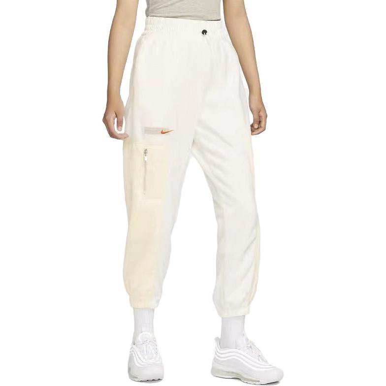 Nike Loose Fit Cuffed Warm Retro Casual Knit Sports Pants Women bottoms White FB8682-133