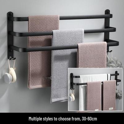 Black Space Aluminum Single Towel Bar and Rack for Hanging Towels In Bathroom