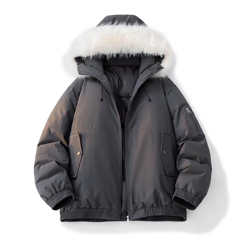 Parker Workwear Cotton Clothing Men and Women Section of The Fall and Winter Hair Collar Cotton Jacket Thickened Couple Models Hooded Cotton Jacket
