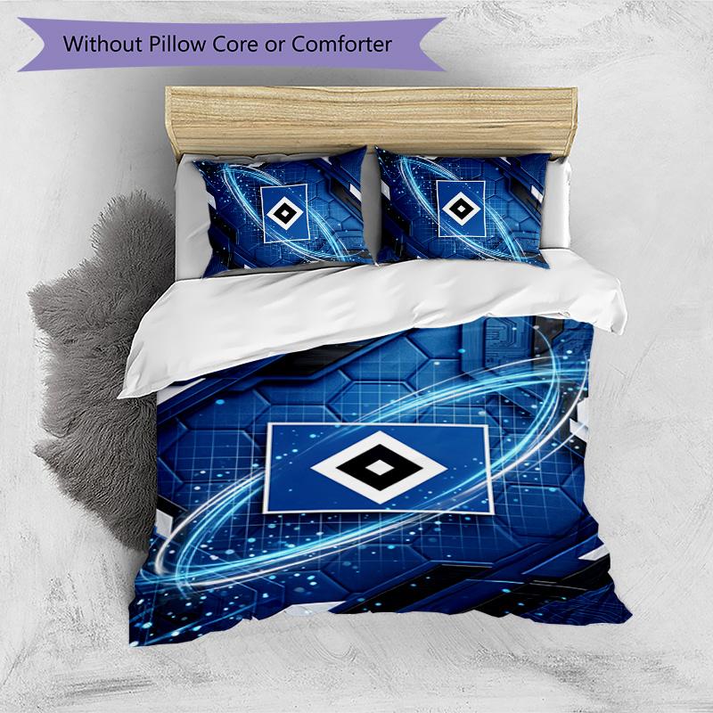 Set Lenzuola Stampato Calcio Hamburger SV 3 Pezzi, Comodo Set Copripiumino per Camera da Letto Amico della Pelle