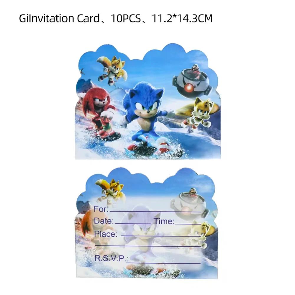 New Cartoon Sonic Party Supplies Boys Birthday Party Disposable Tableware Set Paper Plate Cup Napkin Balloon Baby Shower Decor