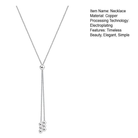 Bead Bolo Tie Pendant Necklace Silver Clavicle Chain Choker Simple Cool Necklace