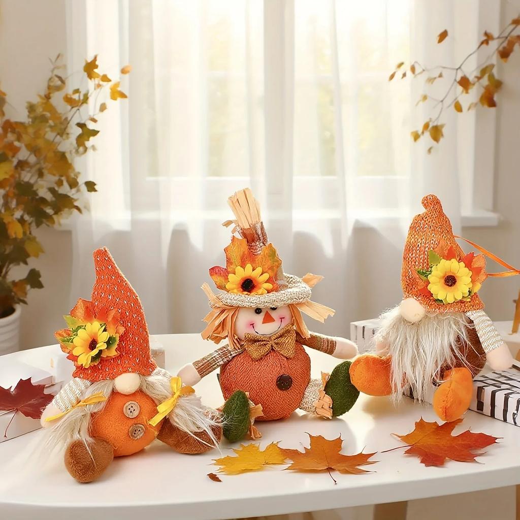 Rustic Autumn Harvest Scarecrow Decor, Plaid & Sunflower Accents for Thanksgiving, Halloween, Farmhouse Wall Decor, Party Props