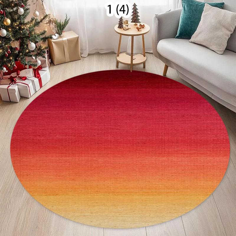 Rainbow Gradient Round Rug, Colorful Ombre Print Floor Mat, Non-Slip Modern Living Room Carpet, Aesthetic Boho Home Decor