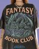 Fantasy Book Club Dragon Reading Dark Fantasy Gothic Cave Comfort Colors® Tshirt, Book Lover Mythical Creature Bats Vintage Bootleg Tee
