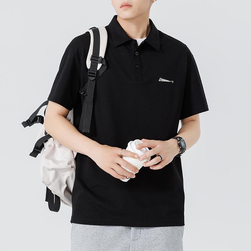 Heavy Polo Shirt Short-sleeved Men's Summer New American Lapel T-shirt Mercerized Cotton Top