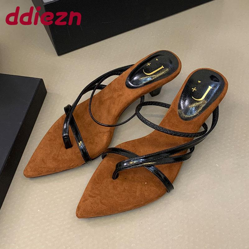 Fashion Fashion Pointed Toe Women Heels Pumps Shoes Slip On Footwear Shallow Ladies High Heels Shoes Female Slides Sandals Flip Flops