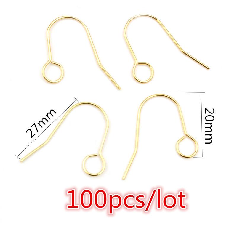 30-100pcs Stainless Steel DIY Earrings Hooks Clasp Findings Handmade Jewelry Making Accessories Earwire Accessories Steel Gold