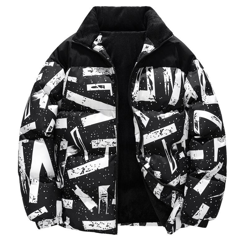 

European Style Winter Digital Print Cotton Jacket with 50D Velvet Feel Fabric and Double Layer Inner Liner for Warmth Small