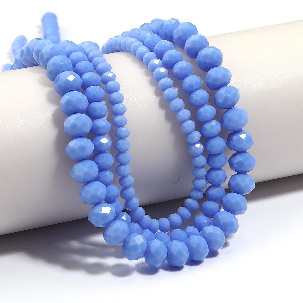 1 Strang 4/6/8mm Facettierte Porzellankristallperlen Hellblaue Glas lose Perlen für Schmuckherstellung DIY Halsketten Armbänder Zubehör