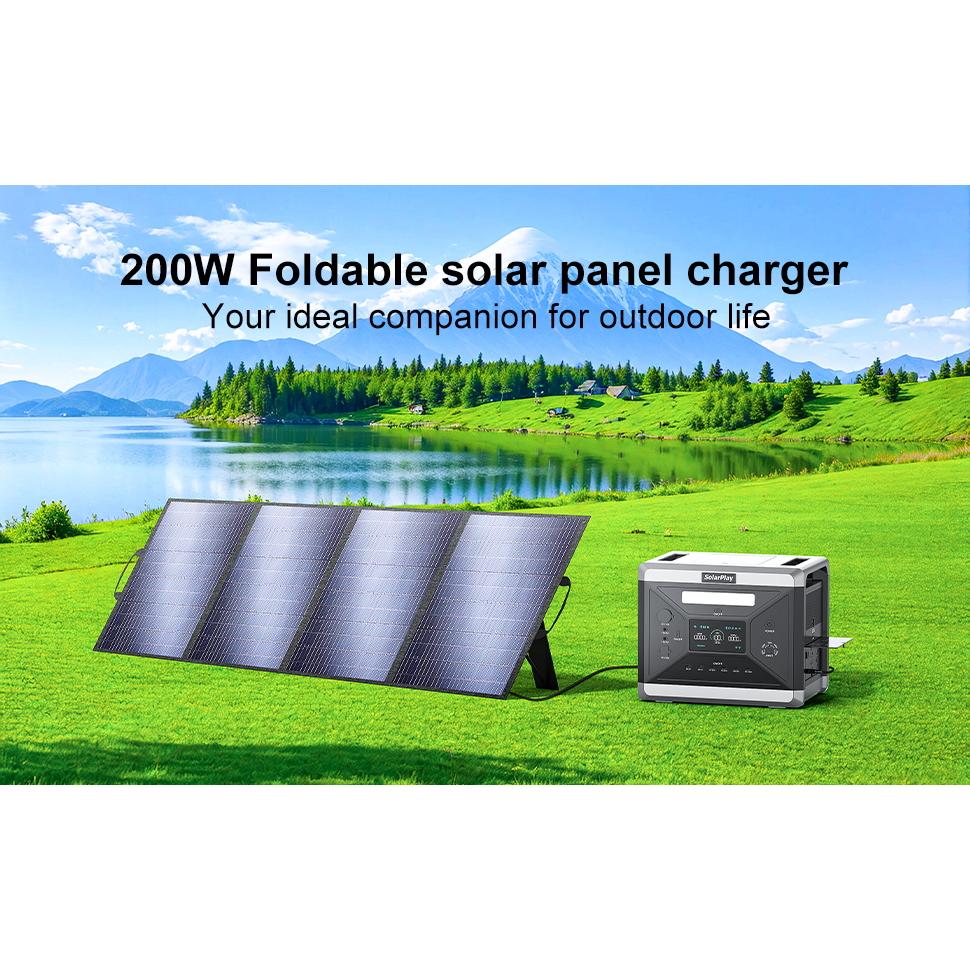 Portable 200W Foldable Solar Panel with ETFE 24% High Efficiency Solar Charger for Outdoor Camping 200 Watt Solar Panel