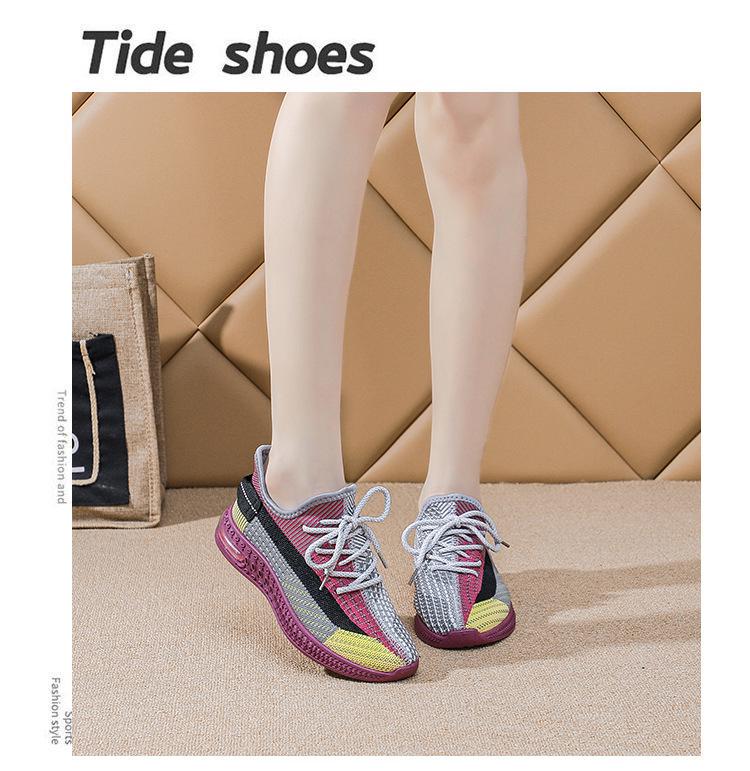 2025 Spring/Summer Women's Breathable Flyknit Mesh Running Shoes with Soft Sole